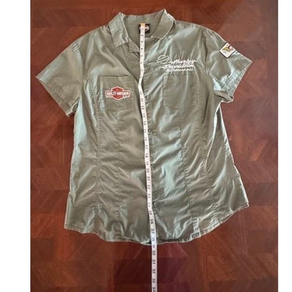 Harley-Davidson St. Thomas USVI Dealer Shirt Women's XL Olive Embroidered - Picture 6 of 12